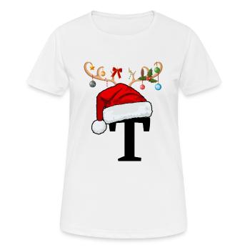 Lettre T bonnet de Noël - T-shirt respirant Femme - blanc - Devant - AI Model Female 172 dark (172cm)
