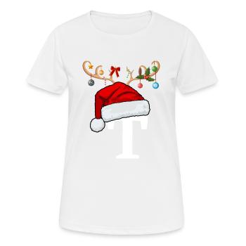 Lettre T bonnet de Noël - T-shirt respirant Femme - blanc - Devant - AI Model Female 172 dark (172cm)
