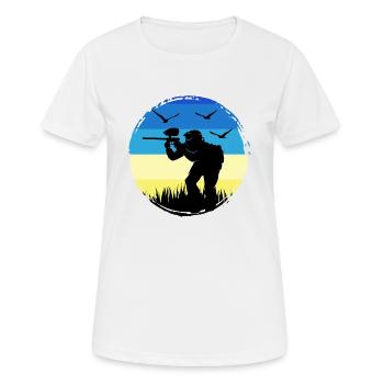 Paintball Gotcha Paintballspieler peintre - T-shirt respirant Femme - blanc - Devant - AI Model Female 172 dark (172cm)