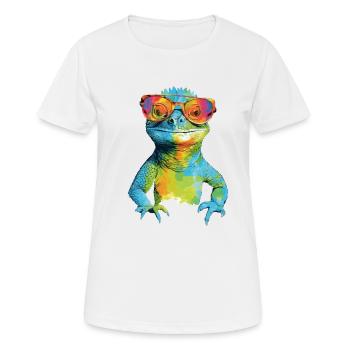 Geck die Brillenechse - Frauen T-Shirt atmungsaktiv - Weiß - Vorne - AI Model Female 172 dark (172cm)