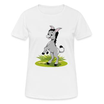 Glücklicher tanzender Esel auf dem Rasen - Frauen T-Shirt atmungsaktiv - Weiß - Vorne - AI Model Female 172 dark (172cm)