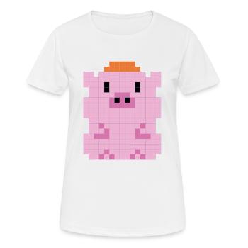 Un petit cochon avec un capuchon pixélisé - T-shirt respirant Femme - blanc - Devant - AI Model Female 172 dark (172cm)