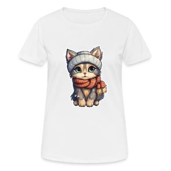 Chat en hiver - T-shirt respirant Femme - blanc - Devant - AI Model Female 172 dark (172cm)