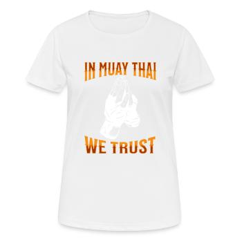 Muay Thai Boxing Muay Thai - Frauen T-Shirt atmungsaktiv - Weiß - Vorne - AI Model Female 172 dark (172cm)