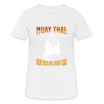 Muay Thai Boxing Muay Thai - Frauen T-Shirt atmungsaktiv - Weiß - Vorne - AI Model Female 172 dark (172cm)