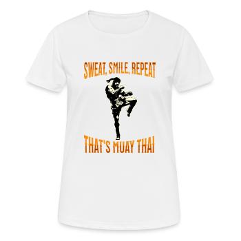 Muay Thai Boxing Muay Thai - Frauen T-Shirt atmungsaktiv - Weiß - Vorne - AI Model Female 172 dark (172cm)