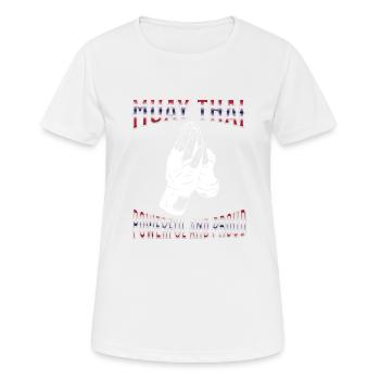 Muay Thai Boxing Muay Thai - Frauen T-Shirt atmungsaktiv - Weiß - Vorne - AI Model Female 172 dark (172cm)
