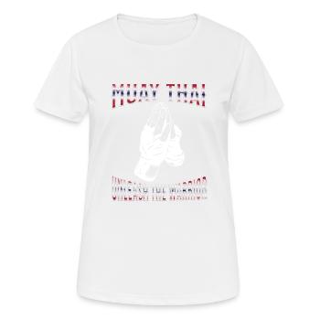 Muay Thai Boxing Muay Thai - Frauen T-Shirt atmungsaktiv - Weiß - Vorne - AI Model Female 172 dark (172cm)