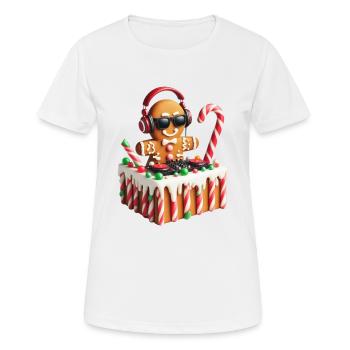 Gingerbread DJ Booth Christmas Holiday Candy Cane - Women's Breathable T-Shirt - white - Front - AI Model Female 172 dark (172cm)