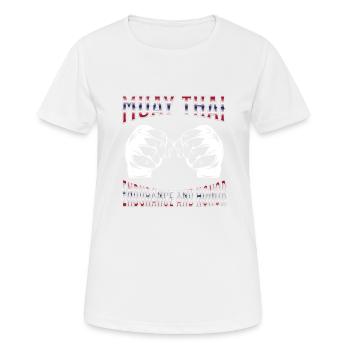 Muay Thai Boxing Muay Thai - Frauen T-Shirt atmungsaktiv - Weiß - Vorne - AI Model Female 172 dark (172cm)