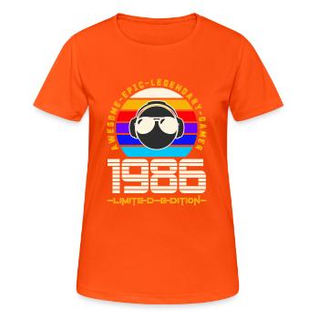 1986 - T-shirt respirant Femme - orange néon - Devant - AI Model Female 172 dark (172cm)