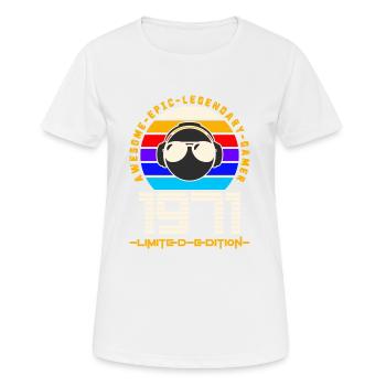 1971 - Frauen T-Shirt atmungsaktiv - Weiß - Vorne - AI Model Female 172 dark (172cm)