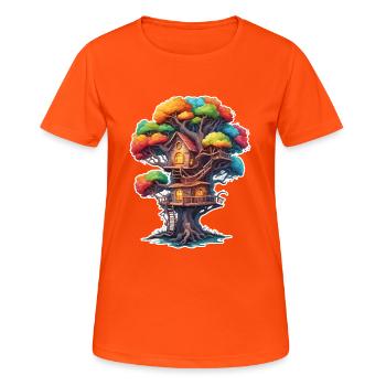Treehouse / Treetop / Treehouse / Adventure - Women's Breathable T-Shirt - neon orange - Front - AI Model Female 172 dark (172cm)