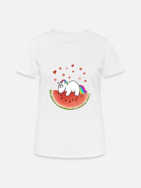 Unicorn on watermelon - Women's Breathable T-Shirt - white