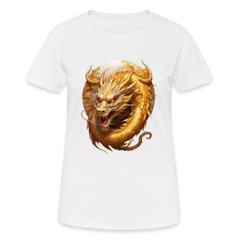 Goldmner chinesicher Drache - Frauen T-Shirt atmungsaktiv - Weiß - Vorne - AI Model Female 172 dark (172cm)