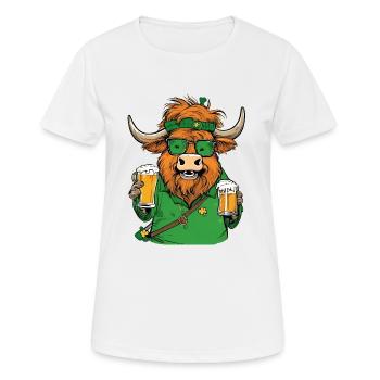Costume de la Saint-Patrick Highland Cow bière de pub irlandais - T-shirt respirant Femme - blanc - Devant - AI Model Female 172 dark (172cm)