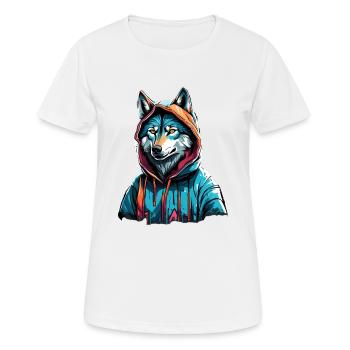 Le loup le plus cool de la ville - T-shirt respirant Femme - blanc - Devant - AI Model Female 172 dark (172cm)