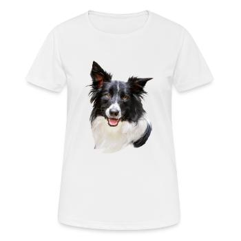 Border Collie Hundekopf - Frauen T-Shirt atmungsaktiv - Weiß - Vorne - AI Model Female 172 dark (172cm)