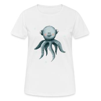 Calmar pieuvre, créatures marines mignonnes - T-shirt respirant Femme - blanc - Devant - AI Model Female 172 dark (172cm)