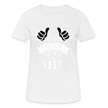 Legend 1957 Authentic 1957 Vintage Bursdag - Women's Breathable T-Shirt - white - Front - AI Model Female 172 dark (172cm)
