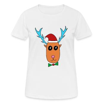 Reindeer celebrates Christmas - Women's Breathable T-Shirt - white - Front - AI Model Female 172 dark (172cm)
