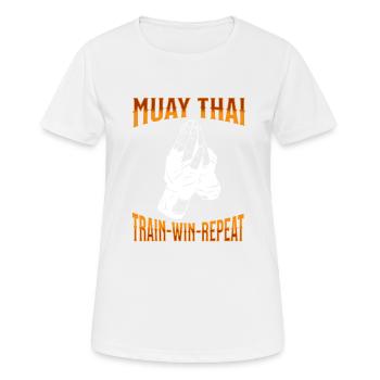 Muay Thai Boxing Muay Thai - Frauen T-Shirt atmungsaktiv - Weiß - Vorne - AI Model Female 172 dark (172cm)