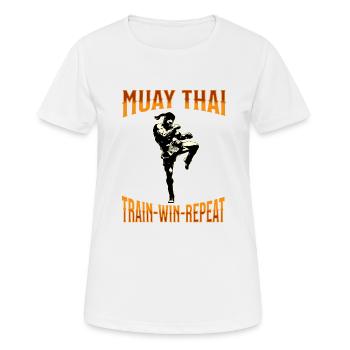 Muay Thai Boxing Muay Thai - Frauen T-Shirt atmungsaktiv - Weiß - Vorne - AI Model Female 172 dark (172cm)