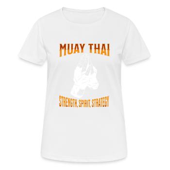 Muay Thai Boxing Muay Thai - Frauen T-Shirt atmungsaktiv - Weiß - Vorne - AI Model Female 172 dark (172cm)