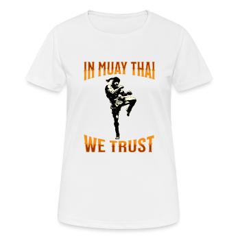 Muay Thai Boxing Muay Thai - Frauen T-Shirt atmungsaktiv - Weiß - Vorne - AI Model Female 172 dark (172cm)
