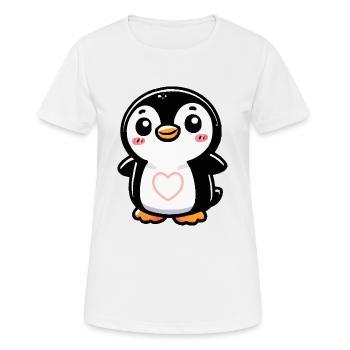 Pingouin Coeur Bande Dessinée - T-shirt respirant Femme - blanc - Devant - AI Model Female 172 dark (172cm)