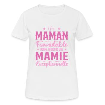Erstaunliche Mutter gibt eine hervorragende Oma - Frauen T-Shirt atmungsaktiv - Weiß - Vorne - AI Model Female 172 dark (172cm)