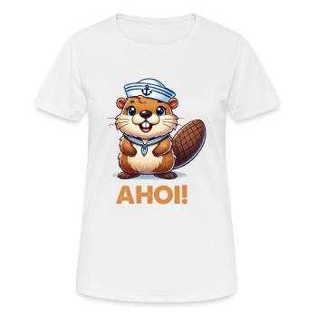 biber matrose kapitän - Frauen T-Shirt atmungsaktiv - Weiß - Vorne - AI Model Female 172 dark (172cm)