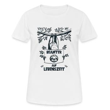 Beamter auf Lebenszeit Faultier Lustig Büro Spruch - Frauen T-Shirt atmungsaktiv - Weiß - Vorne - AI Model Female 172 dark (172cm)