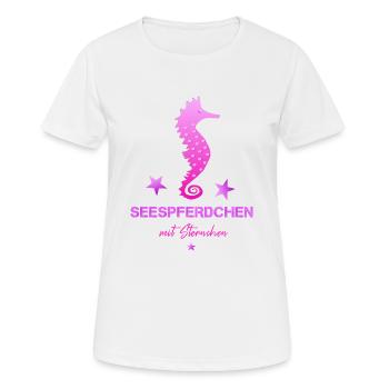 Hippocampe rose avec insigne de natation astérisque - T-shirt respirant Femme - blanc - Devant - AI Model Female 172 dark (172cm)