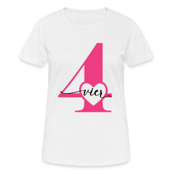 Ziffer Vier 4 mit Herz - Frauen T-Shirt atmungsaktiv - Weiß - Vorne - AI Model Female 172 dark (172cm)