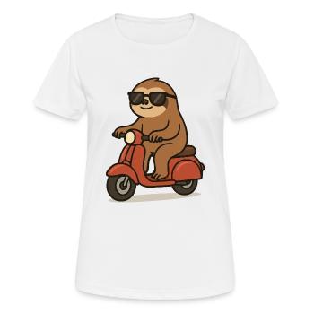 faultier comic moped - Frauen T-Shirt atmungsaktiv - Weiß - Vorne - AI Model Female 172 dark (172cm)