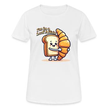 Funny Bread Shirt – Loaf Affair Cartoon - Women's Breathable T-Shirt - white - Front - AI Model Female 172 dark (172cm)