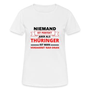 Thüringen Thüringer Bratwurst Bundesland Spruch - Frauen T-Shirt atmungsaktiv - Weiß - Vorne - AI Model Female 172 dark (172cm)