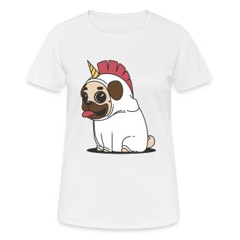 Knuffiger Einhorn Mops - Frauen T-Shirt atmungsaktiv - Weiß - Vorne - AI Model Female 172 dark (172cm)