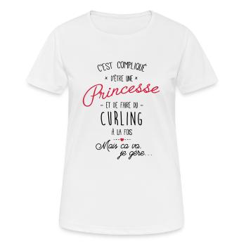 princesse et Curling - T-shirt respirant Femme - blanc - Devant - AI Model Female 172 dark (172cm)
