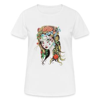 Blumenelfe, Elfe, Fee, Fantasy, Geschenk - Frauen T-Shirt atmungsaktiv - Weiß - Vorne - AI Model Female 172 dark (172cm)