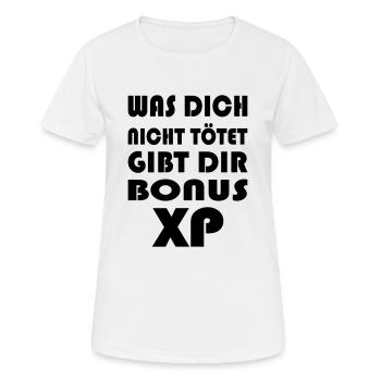 Bonus XP - Frauen T-Shirt atmungsaktiv - Weiß - Vorne - AI Model Female 172 dark (172cm)