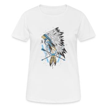Indianer Mit Häuptling Haarschmuck - Frauen T-Shirt atmungsaktiv - Weiß - Vorne - AI Model Female 172 dark (172cm)