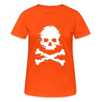 Glitch skull - Women's Breathable T-Shirt - neon orange - Front - AI Model Female 172 dark (172cm)