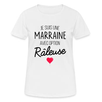 je suis une marraine avec option raleuse - T-shirt respirant Femme - blanc - Devant - AI Model Female 172 dark (172cm)