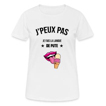 j'peux pas je fais la langue de pute cadeau humour - T-shirt respirant Femme - blanc - Devant - AI Model Female 172 dark (172cm)