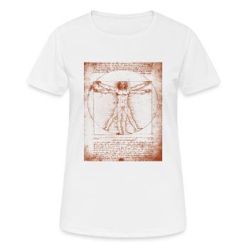 L’estampe de l’homme vitruvien de Leonardo DaVinci - T-shirt respirant Femme - blanc - Devant - AI Model Female 172 dark (172cm)