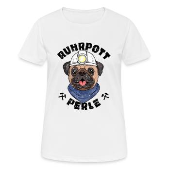 Mops Ruhrpott Perle - Frauen T-Shirt atmungsaktiv - Weiß - Vorne - AI Model Female 172 dark (172cm)