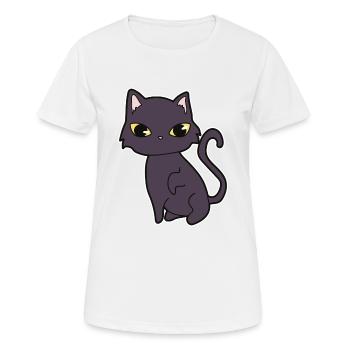 Schwarze Katze - Frauen T-Shirt atmungsaktiv - Weiß - Vorne - AI Model Female 172 dark (172cm)