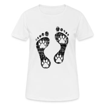 Fussabdruck - Frauen T-Shirt atmungsaktiv - Weiß - Vorne - AI Model Female 172 dark (172cm)